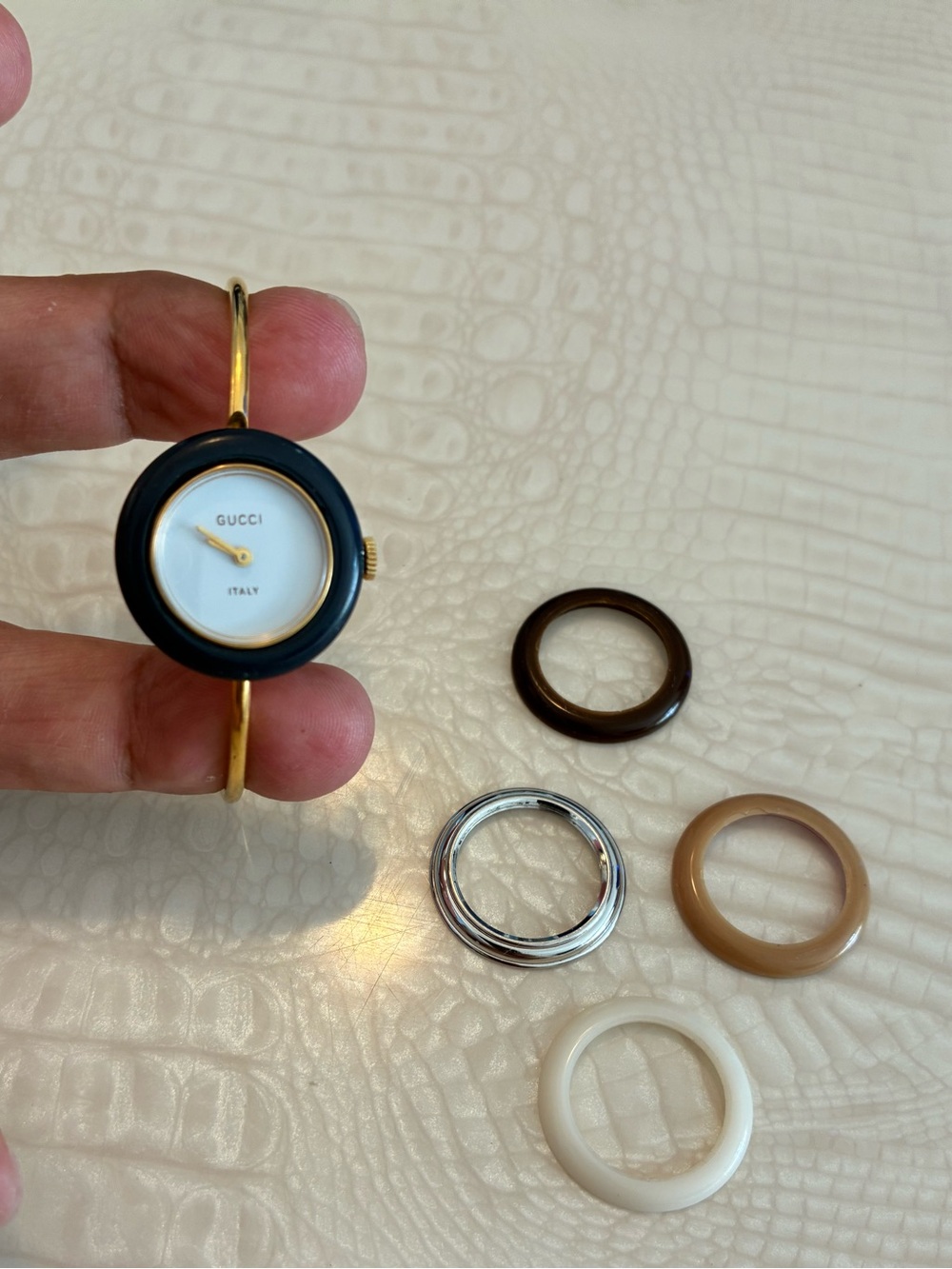 Gucci Gold plated Bangle Watch with 5 color Bezel
